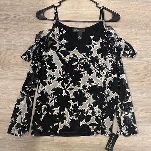 INC floral pattern cold shoulder top